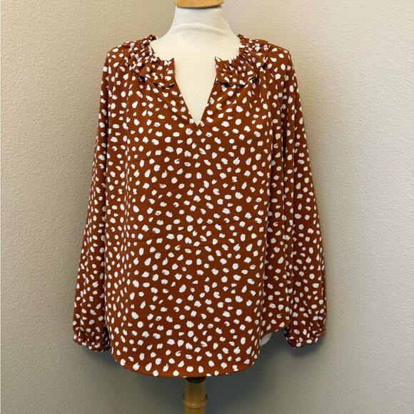 NWT JCrew Drapey Ruffleneck Brushstroke Top - Picture 2 of 4